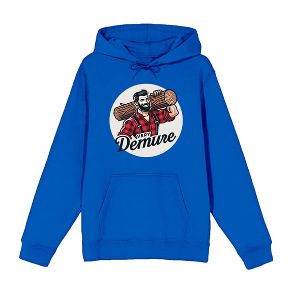 Very Demure Lumberjack Adult Royal Blue Long Sleeve Hoodie-Medium