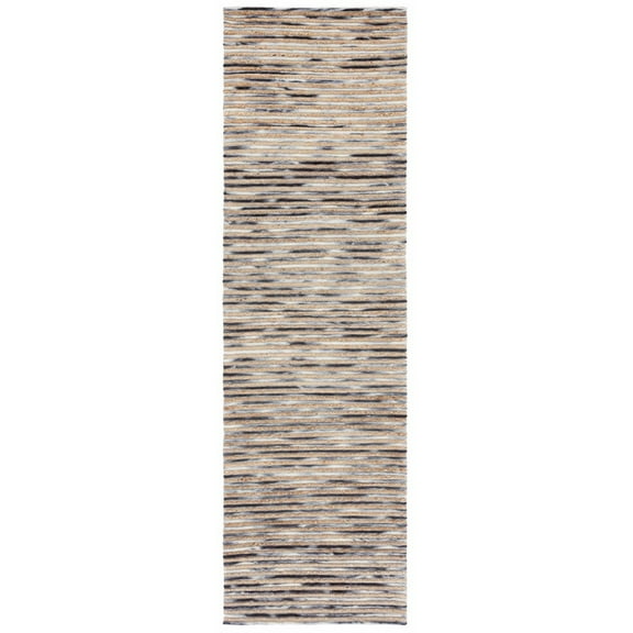 SAFAVIEH Marbella Stanley Striped Runner Rug, Natural/Grey, 2'3" x 8'