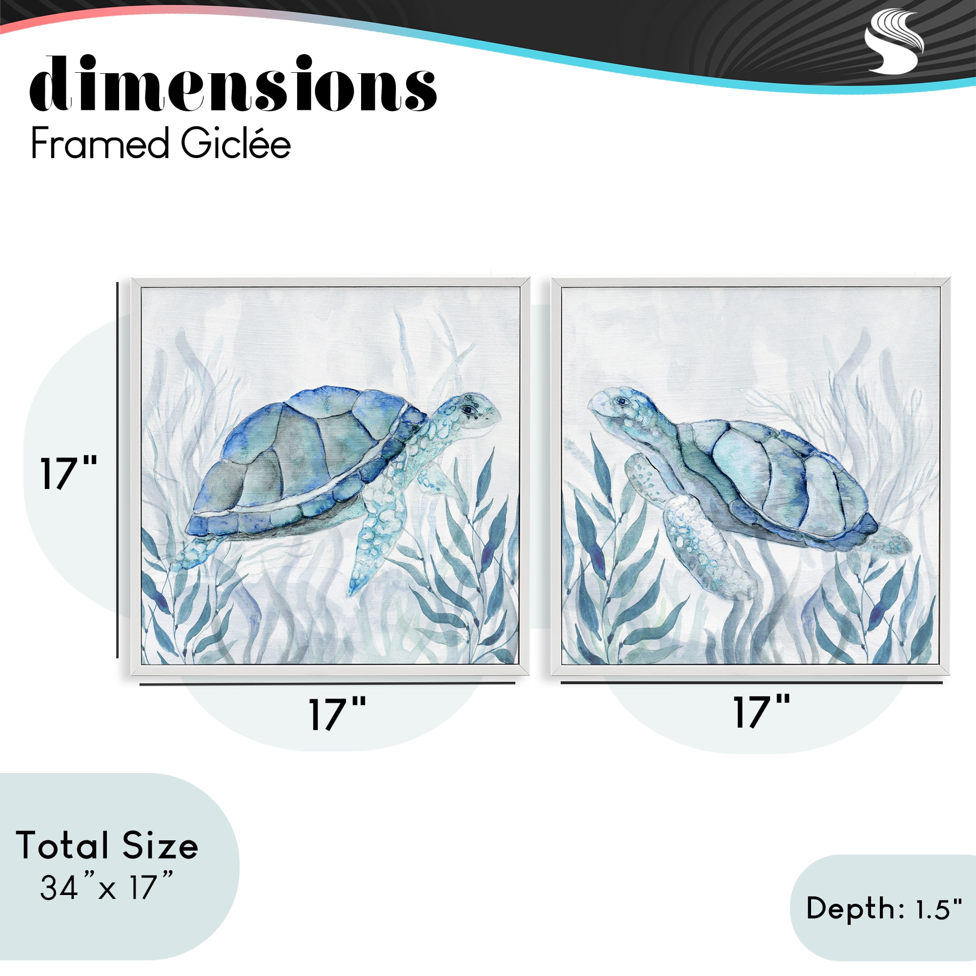 Stupell Industries Subtle Smiling Sea Turtles 2 Piece White Framed Giclee Art Set, design by Janet Tava