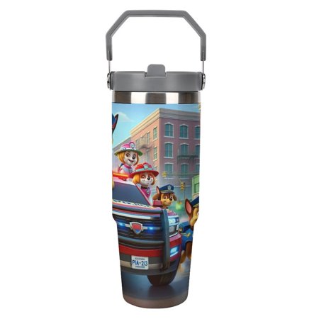 

PAW Pa_trol Anime 30oz Stainless Steel Vacuum Insulated Tumbler with Lid And Straw for Water Insulated Water Bottle Fits in Any Car Cup Holders Double Wall Insulated Tumbler Leakproof Travel Tumbler