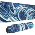 thumbnail image 1 of Marble Camo Fluid Large Gaming Mouse Pad Cool Liquid Keyboard Mat, Long Blue & White Gaming Mousepad, NonSlip Base, Abstract Design, Perfect for Home Office Work Desk, 1 of 1