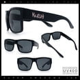 thumbnail image 2 of Brush Kush Graffiti Logo Rectangle Sport Horn Rim Plastic Sunglasses Matte Black Silver Logo, 2 of 8