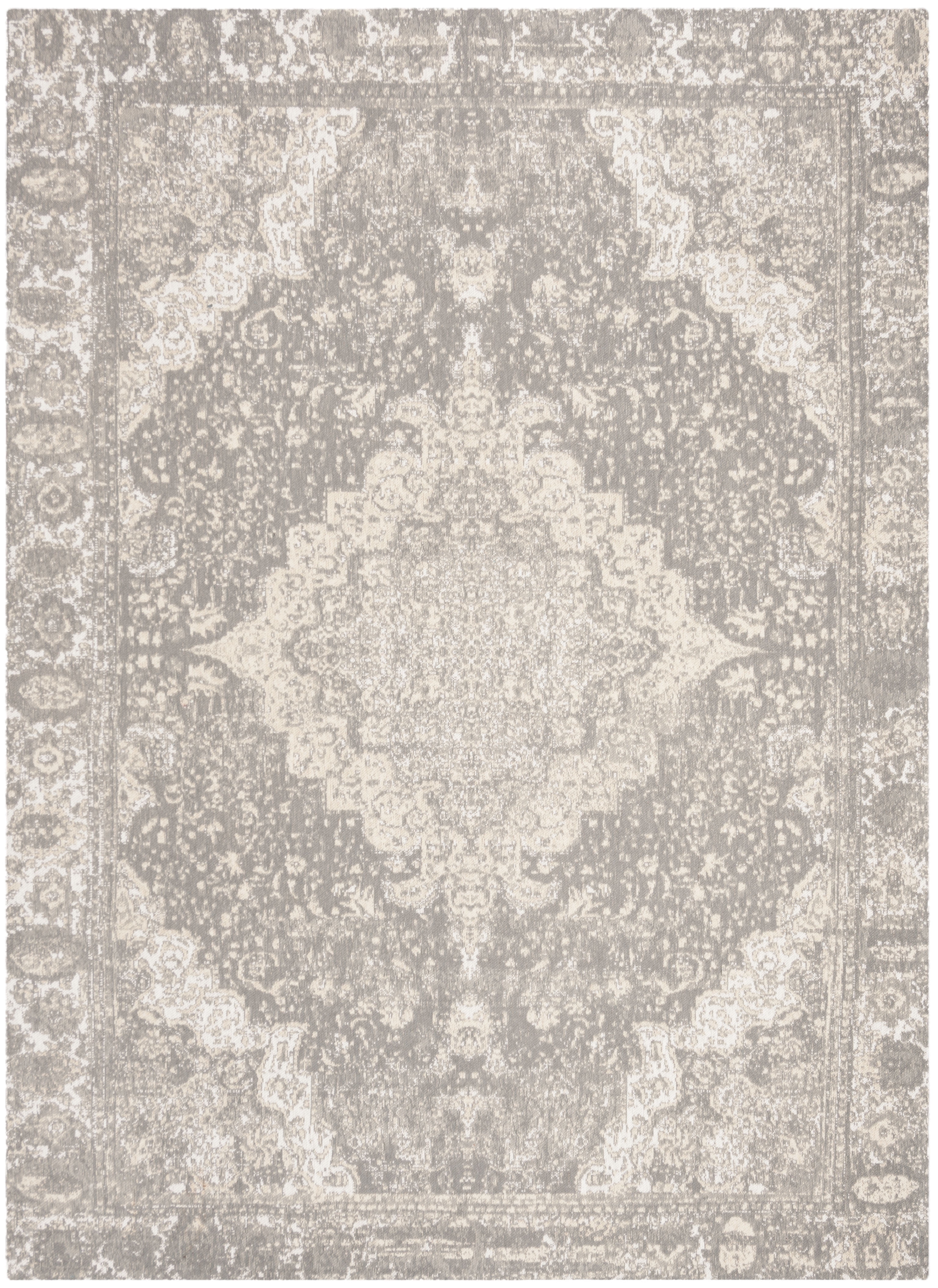 SAFAVIEH Classic Vintage Tris Floral Bordered Polyester Area Rug, Silver, 4' x 6'