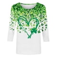 thumbnail image 5 of St. Patrick's Day T-Shirt for Women Four Leaf Clover Tree Graphic Crewneck Three Quarter Sleeve Loose Fit Festive Holiday Tee, 5 of 5