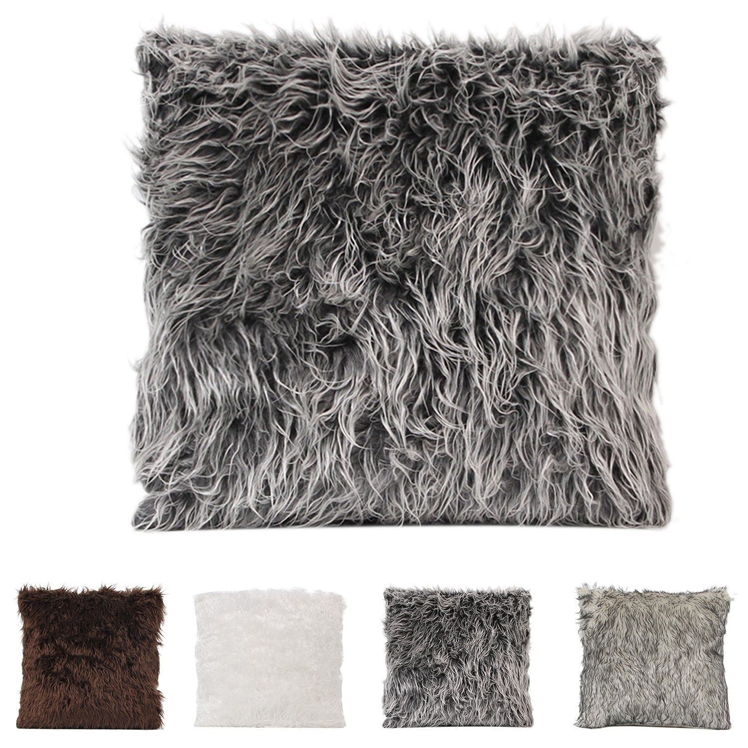 Soft Fur Fluffy Plush Pillow Case Sofa Waist Throw Cushion Cover Car Home Decor