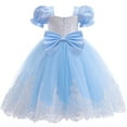 thumbnail image 4 of FYMNSI Girls Princess Halloween Costume Fancy Dress Kids Carnival Christmas Birthday Party Book Week Cosplay Tulle Dress with Accessories 5-7 Years Ocean Blue, 4 of 8