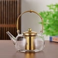 thumbnail image 3 of Thickened Glass Teapot Transparent Teapot Filter Teapot Home Heat- Flower Teapot Silver, 3 of 9