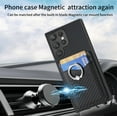 thumbnail image 3 of Carbon Fiber Patterned Case for Samsung S21 Ultra, Wallet case with [360°Rotation Ring Kickstand] Credit Card Holder,PU Leather Shockproof Cover Women Men for Samsung Galaxy S21 Ultra, Black, 3 of 8