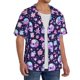 thumbnail image 2 of Balery crystal Skull flower cool Camisa Casual de Manga Corta con Botones para Hombre, Texturizada, Estilo Cubano, para Playa, Verano-Large, 2 of 5