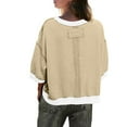 thumbnail image 6 of Busydd Sweatshirts for Women Casual Colorblock Patchwork Crewneck Sweatshirt Fashion 3/4 Length Sleeve Pullover Tops Comfy Versatile Fall Sweatshirt S, 6 of 8
