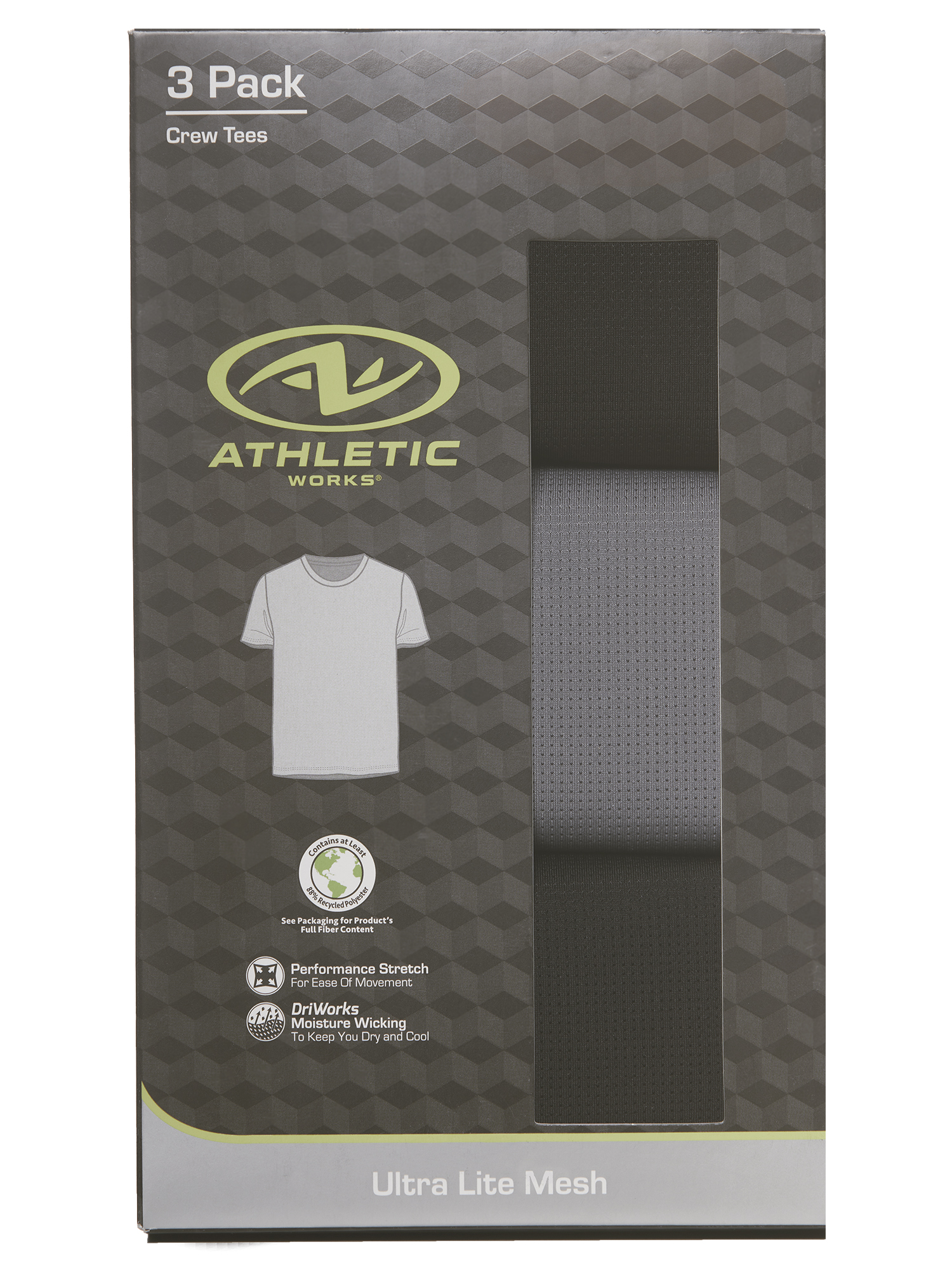 Athletic Works Men's Ultra Lite Mesh Crew Tee, 3-Pack photo 2