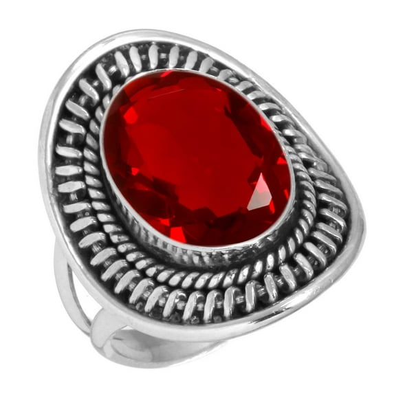 925 Sterling Silver Ring For Women - Men Red Ruby Simulated Gemstone Silver Ring Size 9 July Birthstone Fashion Silver Ring Size 9 Mothers' Day Gift For Mom Gemstone 925 Silver Jewelry