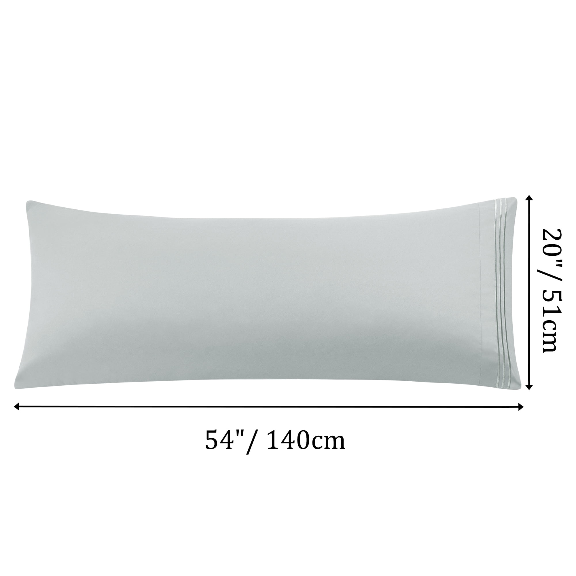 Unique Bargains Polyester Body Pillowcases 2 Pcs with Envelop Light Gray 20"x54"
