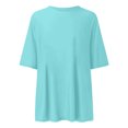 thumbnail image 4 of MNCEKFOD T Shirts for Women Summer 2025 Oversized Crew Neck Short Sleeves Tshirts Classic Solid Color Classic Fit Tee Shirts Dark Blue M, 4 of 4