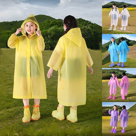 Kcolen Raincoats for Kids Thick Buttoned Rain Poncho Coat for Girls All Seasons Reusable EVA Jacket with Kids Rain Jacket