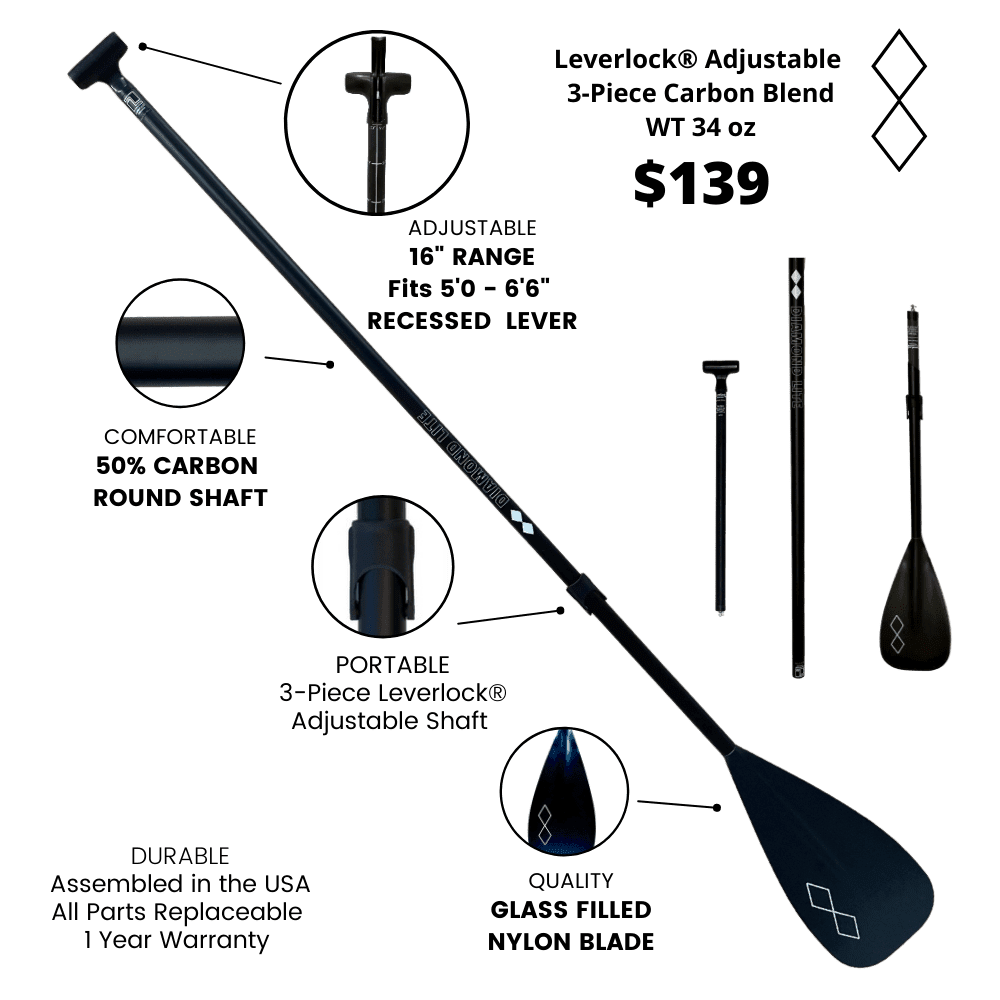 Diamond Lite Leverlock® Adjustable Carbon Blend 3-Piece Stand Up Paddle