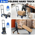 thumbnail image 2 of 2-in-1 Folding Hand Truck Dolly with Basket, Heavy Duty Dolly Cart with Wheels, 330 LBS Capacity Convertible Handcart with Retractable Handle and 4 Wheels for Home Warehouse Office Moving, 2 of 6