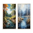 thumbnail image 2 of Designart "Serenity Falls Birch Woods I" Tree Birch Framed Wall Art Set Of 2 - Green Floral Frame Gallery Set For Office Decor, 2 of 6