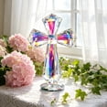 thumbnail image 6 of Religious Table Figurine,Faceted Crystal Standing Cross Stable Round Base Light Reflect Craft,Faith Decor Ornament for Prayer Corner Desk Mantel Space, 6 of 6