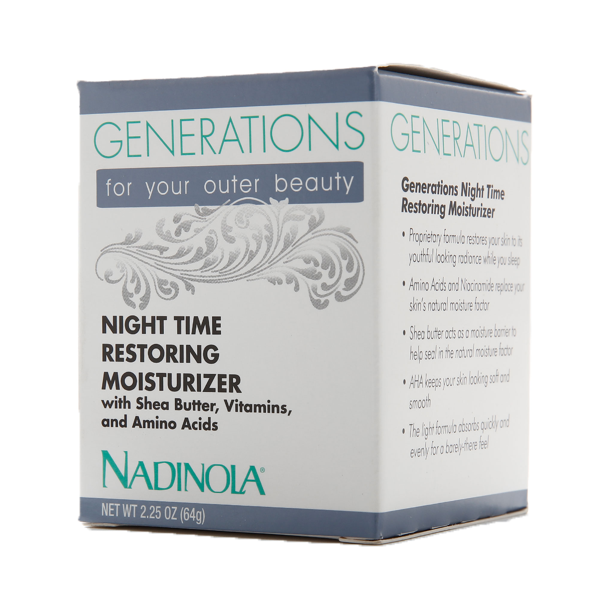 Nadinola Generations Protecting Moist Night Time 2.25oz,12 packs
