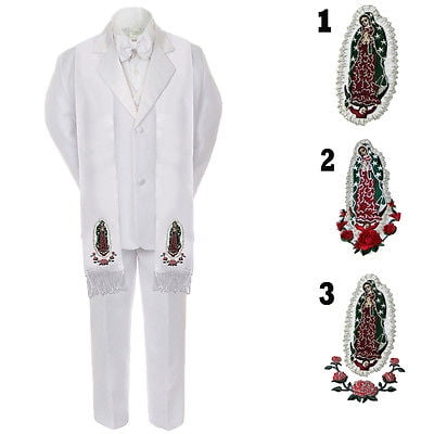 

Toddler Boy Baby Mary Christening Baptism Formal White Tuxedo Suit Stole Sm-20