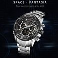 thumbnail image 4 of Mirar Reloj electrónico digital de cuarzo para hombre Modo de hora dual Fecha Semana Reloj despertador Retroiluminación 3ATM Impermeable Moda masculina Relojes deportivos Pulsera para la vi 1 1, 4 of 5