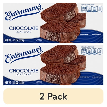 (2 pack) Entenmann's Chocolate Loaf Cake, 11.5 oz, Loaf Cake, Box