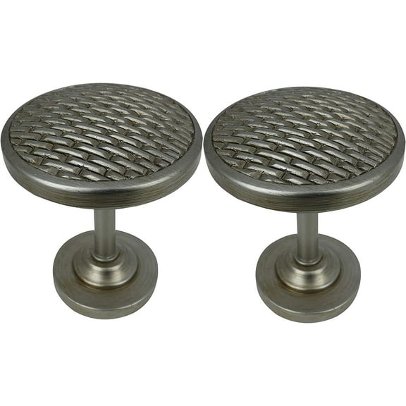 MERIVILLE Set of 2 Woven Window Drapery Medallion Holdbacks, Curtain Tiebacks, Wall Hook, Tassel Holder, Pewter