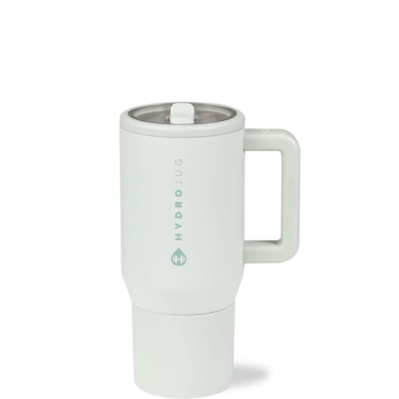 HydroJug Traveler - Botella de agua con asa y pajita abatible - Cabe en portavasos, vaso resistente a fugas, reutilizable, aislado, de acero inoxidable y base de goma - Regalos para mujeres y hombres