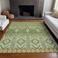 thumbnail image 5 of HomeRoots 622790 10 x 14 ft. Green Copper & Ivory Aztec Washable Transitional Indoor & Outdoor Rectangle Area Rug, 5 of 6