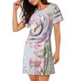 thumbnail image 2 of Fotbe Vintage Rose Pattern Women's Cotton Nightgown Sleepwear Short Sleeves Shirt Casual Print Sleepdress, 2 of 6