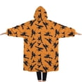 thumbnail image 2 of Oversized Wearable Blanket Hoodie,Halloween Witches on Brooms Pattern Sherpa Blanket Hoodie with Super Pockets,Super Warm Fuzzy Pullover for Women & Men, 2 of 6