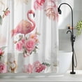 thumbnail image 2 of Pink Flamingo Shower Curtain Set, Waterproof Shower Curtains for Bathroom, Watercolor Flowers Spring Floral Washable Fabric Cloth Bath Curtain for Bathtub Decoration with Hooks 66x72 Inches, 2 of 9