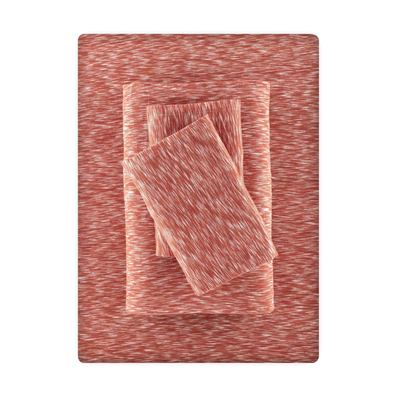 Mainstays Extra Soft Adult Jersey Bed Sheet Set, King, Red Canyon Crackle, 4 Pieces, Jersey Sheet Set Cotton