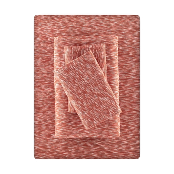 Mainstays 100% Cotton Extra Soft Jersey Bed Sheet Set, King, Red Canyon Crackle, 4 Pieces