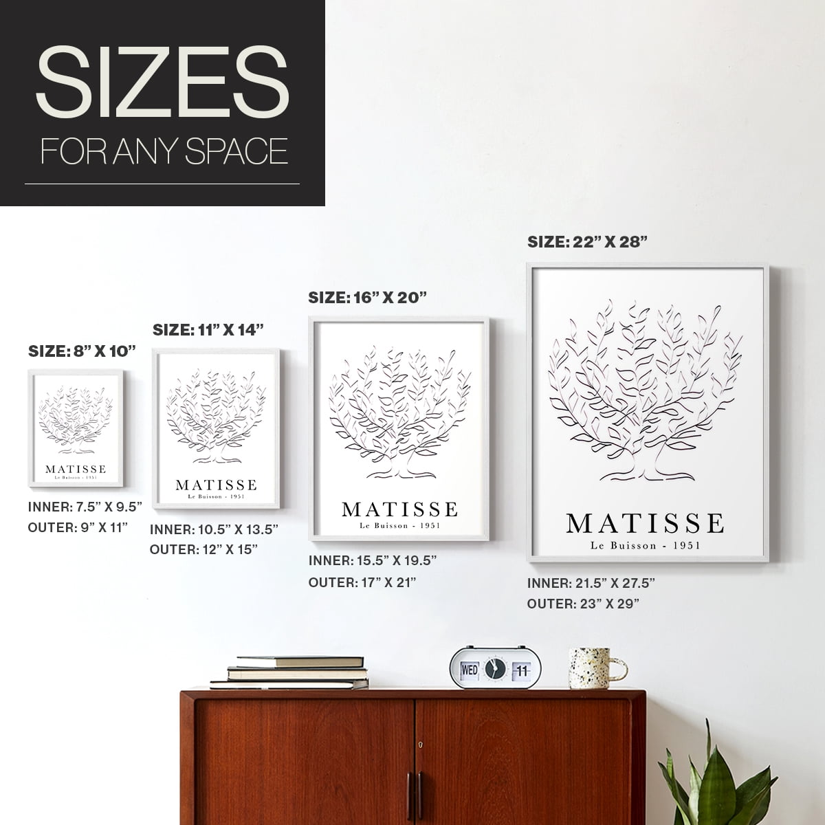 Matisse CLXXXV Framed Print in White Solid Wood 11 x 14 Framed Print