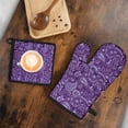 thumbnail image 5 of Purple Paisley Pattern Kitchen Oven Mitt and Pot Holder Sets 2 Pcs for Baking, Cooking and Grilling, Heat Resistant Up To 392 °F, 5 of 7