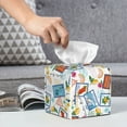 thumbnail image 6 of Picia Stamp Pattern Tissue Box Cover,PVC Leather Square Holder,Tissue Box Holder with Magnetic Bottom,Facial Paper Organizer Dispenser-5.2"X5.2"X5.2", 6 of 8