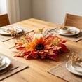 thumbnail image 5 of Aoznliie Fall Candle Ring Wreath, Maple Leaf Pinecone Berry Wreath for Fall Home Decor, 13 inch Thanksgiving Halloween Centerpieces for Table, Orange, 5 of 7