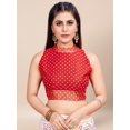 thumbnail image 7 of White & Red Bandhani Printed Zari Pure Cotton Bandhani Sarees - 25479352, 7 of 7