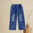 thumbnail image 4 of Baggy Jeans for Girls Trendy Casual Elastic Waisted Loose Denim Pants with Rhinestones Kids Clothes Girls Size 1-8, 4 of 5