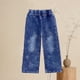 thumbnail image 3 of Pantalones largos para niñas, exquisitos jeans con estampado de lazo y diamantes, pantalones casuales y de moda para niños, pantalones versátiles con cintura elástica, pantalones de poliéster para niñ, 3 of 4