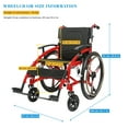 thumbnail image 3 of Sports Leisure Wheelchairs for Adults, Adult Self-propelled Lightweight Folding Wheelchair, Aluminum Alloy Shock-absorbing Manual Wheel Chair with Lifting Handrail, 220lbs, 3 of 7