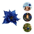 thumbnail image 5 of Gymnture Blue Poinsettia Flowers for Christmas Decor - 10pc, 5 of 10