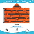 thumbnail image 2 of Halloween Striped Pumpkin Pattern Hooded Bath Towel，50"x30" for Ages 3 To 12 Kids, Quick Dry Lightweight Soft Microfiber Hood Beach Towel Cover Up for Kids, 2 of 7