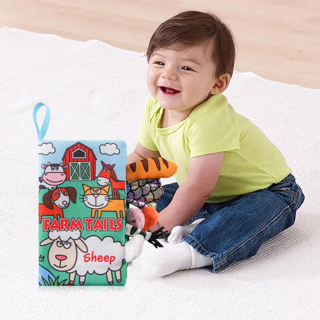 Libro para bebés, juguetes Montessori con recuerdos de animales táctil, dispositivo Conoscitivo portátil de educación temprana para niño Oveja CUTICAT Juguetes Montessori para bebés