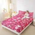 thumbnail image 4 of Feelyou Love Heart Teens Queen Sheet Sets, Glitter Pink Cartoon Flat Sheet, Romantic Valentine's Day Queen Fitted Sheet, Microfiber Bedroom Decor, 4 Pieces, 4 of 7