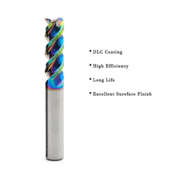 Fresa de carburo de 3 flautas, fresa de extremo de tungsteno, herramienta CNC, herramientas para trabajar la madera, aluminio, fibra de vidrio, acrílico, madera, cobre y plástico