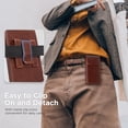 thumbnail image 3 of HOMEIORA Holster for iPhone 17, 17 Pro, 16, 16 Pro, 15, 15 Pro, 14, 14 Pro, 13, 13 Pro, 12, Galaxy S25, S24, S23, Premium Leather Pouch with Belt Clip Phone Holster Belt Case, Dark Brown - M, 3 of 8