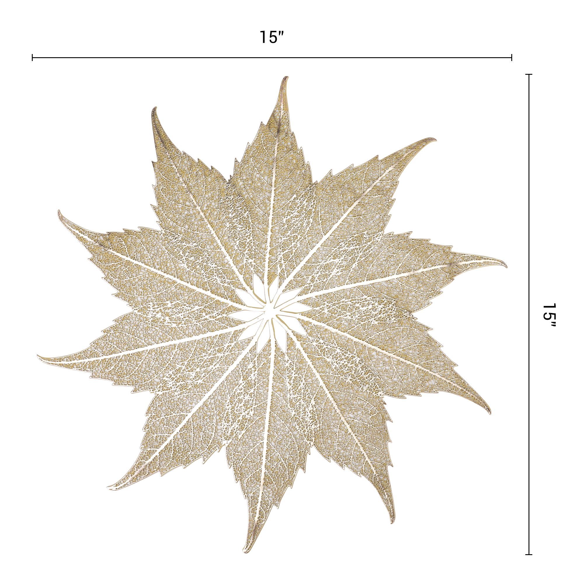 Unique Bargains Set of 6 Washable Farmhouse Leaf Shape Placemats Indoor Gold